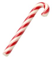 A striped candy cane resting on a flat surface, perfect for holiday decorations and festivities, cut out - stock . png