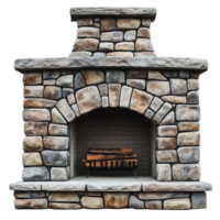 Stone fireplace in a rustic setting png