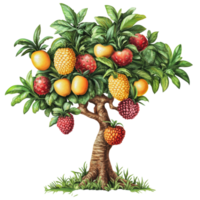 Varied fruit tree with vibrant colors png