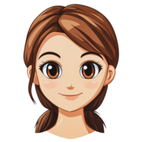 Young girl with brown hair and big brown eyes png