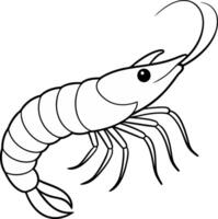 Black and White Giant Shrimp Illustration silhouette Art vector