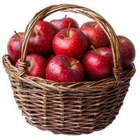 basket full of red delicious apples . Apple . red apple . autumn fall fruit apple flat lay isolated. apple basket png