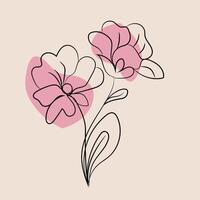 Hand drawn flat design simple flower outline vector