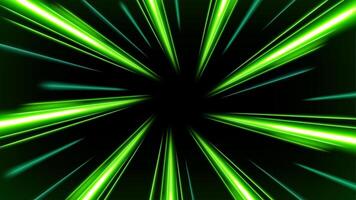 Green Rays Zoom in Motion Effect, Swirl Light Color Trails, Illustration vector