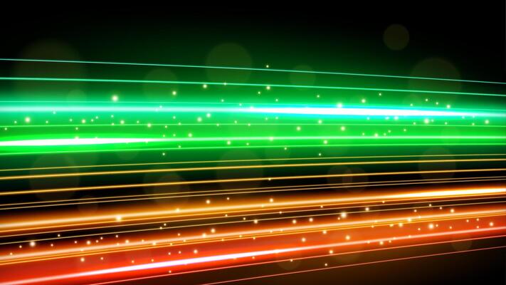 Green and Orange Light Trails, Long Time Exposure Motion Blur Effect, Illustration