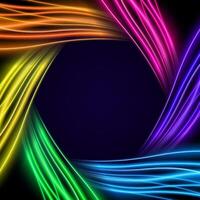Colorful Twirl Light Circle Effect Frame on Dark Background, Illustration vector