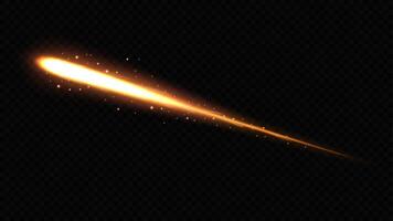Realistic Asteroid on Fire, Comet in Outer Space Background, Illustration vector