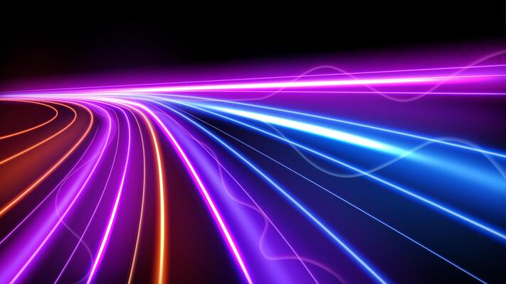 Colorful Light Trails, Long Time Exposure Motion Blur Effect, Illustration