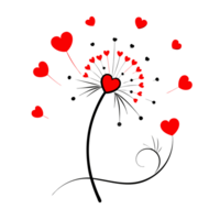 A dandelion with intricate, swirling patterns and heart-shaped seeds png