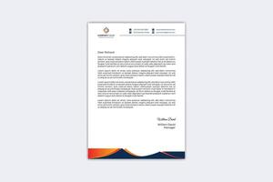 Modern letterhead template with yellow, orange and navy blue color vector