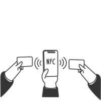 doodle nfc device transaction related device icon in drawn style vector