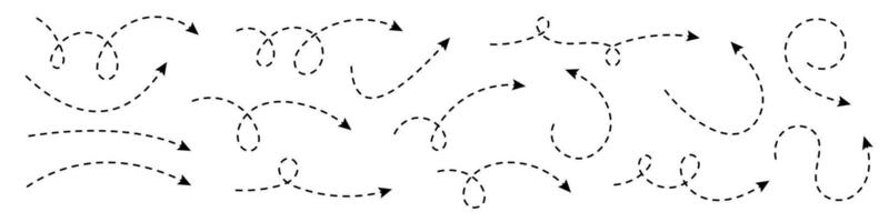 Curved dotted arrow. Zigzag arrow stripes design with dotted lines. vector