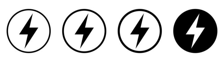Lightning, electric power icon. Energy and thunder electricity symbol. Lightning bolt sign in the circle. vector