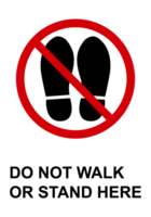 Sign do not step. Sign do not walk. Areas with fragile surfaces such as glass, plastic. Warning to avoid walking on the lawn. Not stand here. png