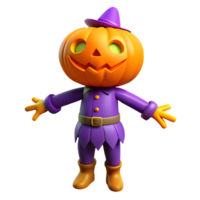 Creepy straw scarecrow with pumpkin head. Halloween concept design element png