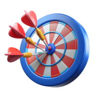 Circle target board with darts in bullseye 3d rendered illustration png