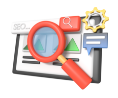 SEO optimization illustration can use for infographics, hero images and web banner png