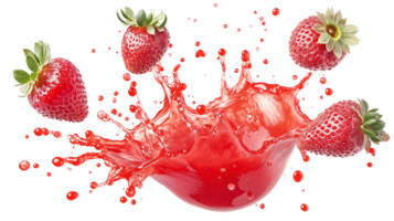 Refreshing Strawberry Splash in Transparent Background png