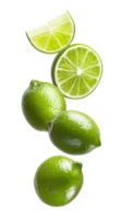 Realistic Whole and Sliced Limes in Transparent View png