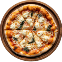 Italian pan pizza from top view isolated transparent png