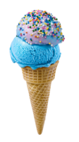 Creamy Bubblegum Ice Cream Cone Delight with Rainbow Sprinkles png