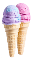 Realistic Two-Color Ice Cream Cone with Transparent Background png