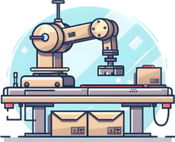 A robot is working on a machine in a factory png