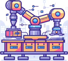 A robot is working on a machine in a factory png