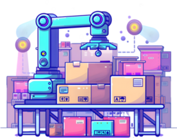 A robot is standing on a table with boxes png
