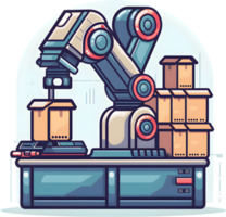 A robot is working on a machine with boxes png