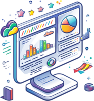 A computer screen with graphs and charts on it png