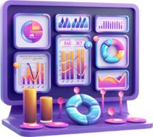 uma computador monitor com gráficos e gráficos png