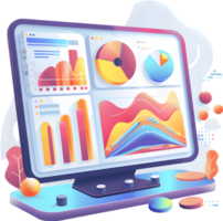 A computer screen with graphs and charts on it png