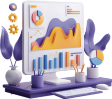 A computer monitor with graphs and other items on it png