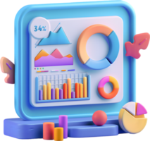 A colorful display with graphs and charts png
