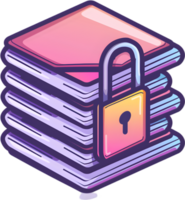 A stack of books with a padlock on it png