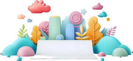 A blank sheet of paper surrounded by colorful objects png