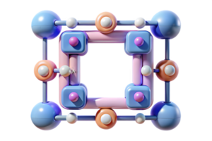 A 3d rendering of a molecule with a square shape png