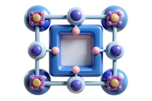 Isometric 3D AI Driven Algorithmic Border Frame concept as A minimalistic border frame with algorithmic patterns on the left and right sides leaving the center as copy space. The d png