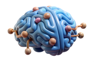 Isometric 3D AI Driven Digital Brain Elements concept as Abstract elements representing a digital brain with circuitry and data streams. The design is isolated on a white ba png