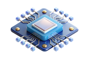 Isometric 3D AI Powered Quantum Circuit Frame concept as A border frame with quantum circuit patterns on the top and bottom edges providing ample copy space in the center. The desi png