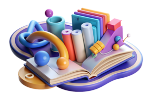 An open book with various objects on it png