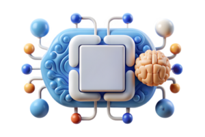 Isometric AI Driven Digital Brain Frame concept as A minimalistic border frame with brainwave and circuitry patterns on the left and right sides leaving the center as copy space. T png