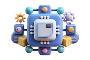 Isometric AI Driven Language Processing Frame concept as A clean border frame with abstract language symbols and data patterns on the left and right sides leaving the center as cop png