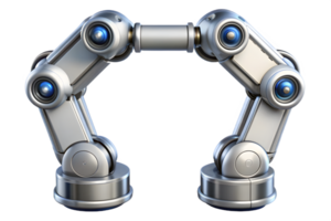 Isometric AI Driven Robotic Arm Frame concept as A border frame with robotic arm elements on the left and right sides leaving copy space in the center. The design highlights AI dri png