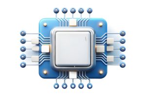 Isometric AI Powered Circuit Frame concept as A clean border frame featuring intricate digital circuits on the left and right sides leaving ample copy space in the center. The desi png