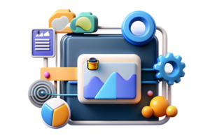 Isometric AI Powered Data Stream Frame concept as A clean border frame featuring dynamic data streams on the left and right sides creating a flowing effect with ample copy space in png
