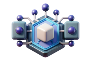 Isometric AI Powered Digital Twin concept as A minimalistic abstract featuring digital twin elements with mirrored data streams and connections. The design is isolate png