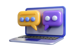 Two speech bubbles on a laptop screen png