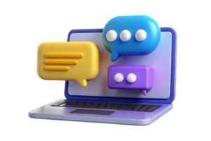 A laptop with speech bubbles on it png